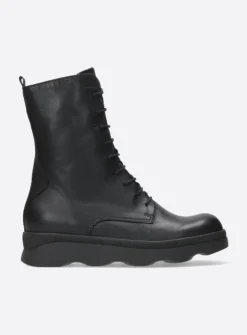 Wolky Mito - zwart leer<DAMES Veterlaarzen|Herfst/Winter
