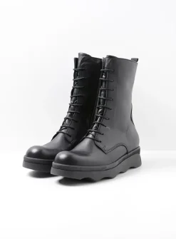 Wolky Mito - zwart leer<DAMES Veterlaarzen|Herfst/Winter