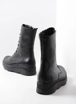 Wolky Mito - zwart leer<DAMES Veterlaarzen|Herfst/Winter
