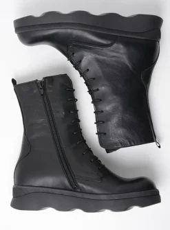 Wolky Mito - zwart leer<DAMES Veterlaarzen|Herfst/Winter