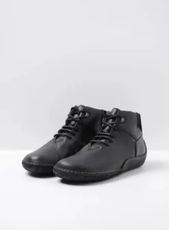 Wolky Mokola - zwart leer<DAMES Hoge Veterschoenen|Herfst/Winter