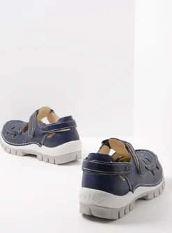 Wolky Move - blauw zomer leer<DAMES Bandschoenen