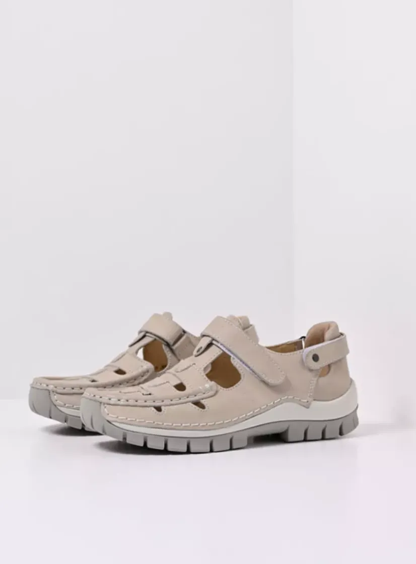 Wolky Move - gebroken wit nubuck<DAMES Bandschoenen