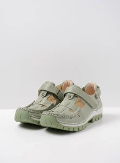 Wolky Move - lichtgroen leer<DAMES Bandschoenen