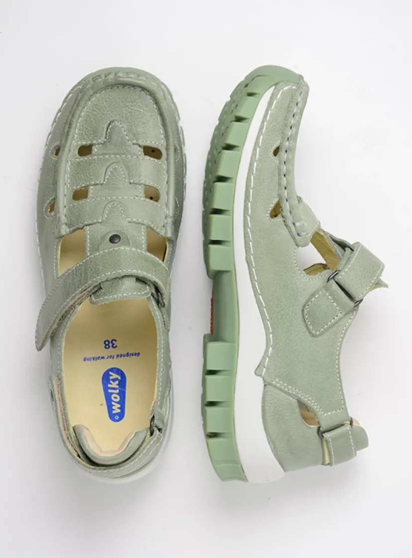 Wolky Move - lichtgroen leer<DAMES Bandschoenen