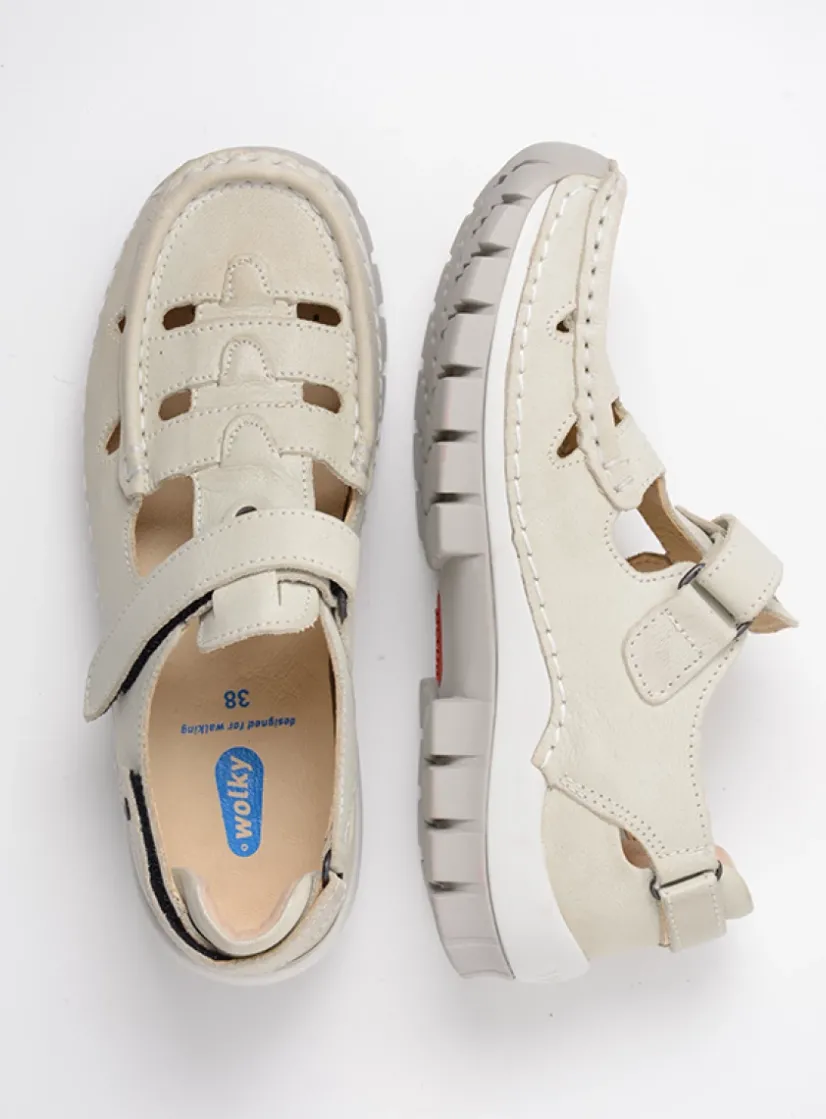 Wolky Move - offwhite leer<DAMES Bandschoenen