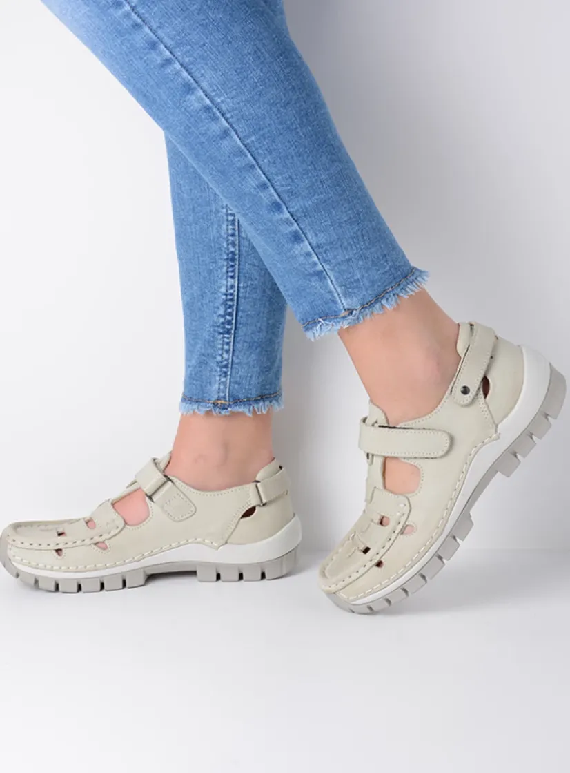 Wolky Move - offwhite leer<DAMES Bandschoenen