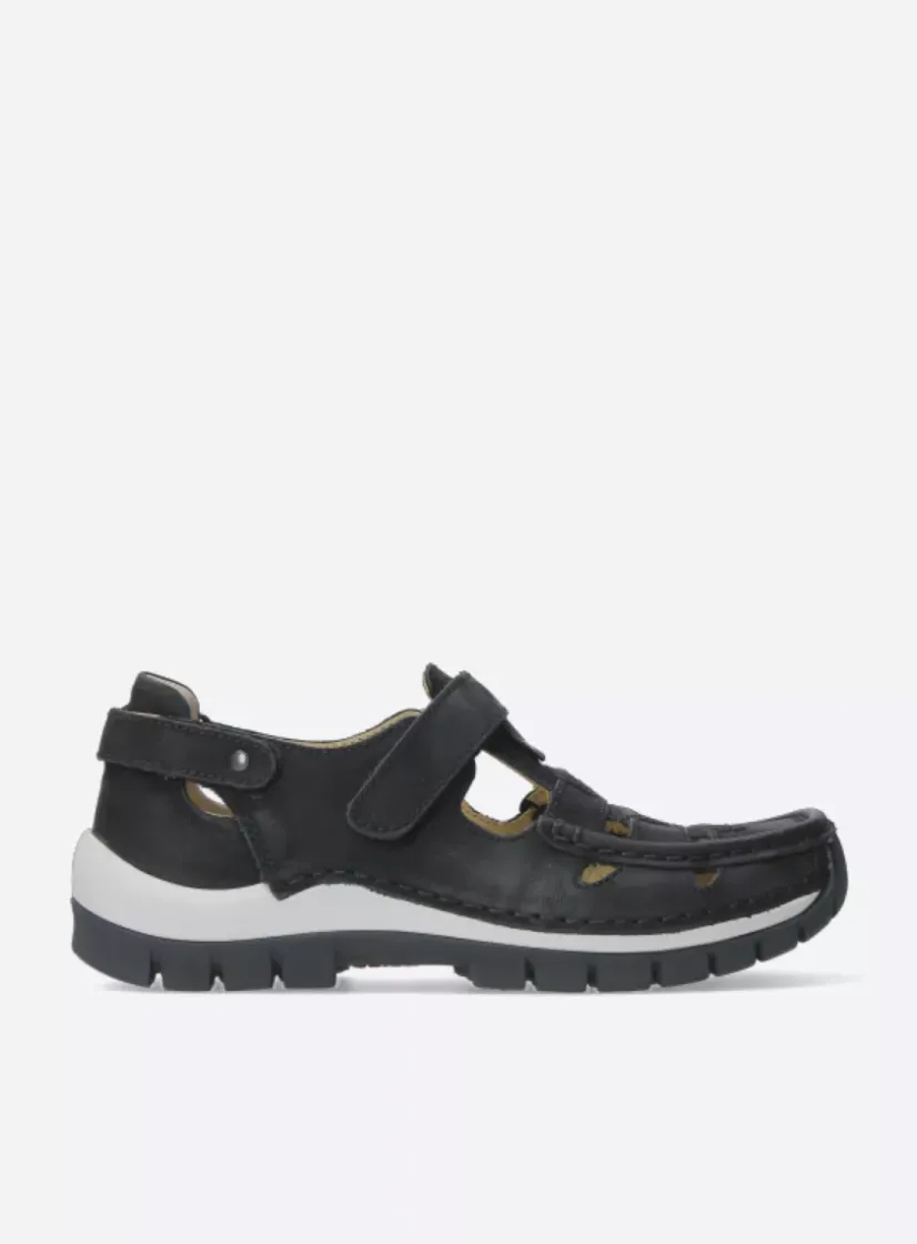 Wolky Move - zwart nubuck<DAMES Bandschoenen