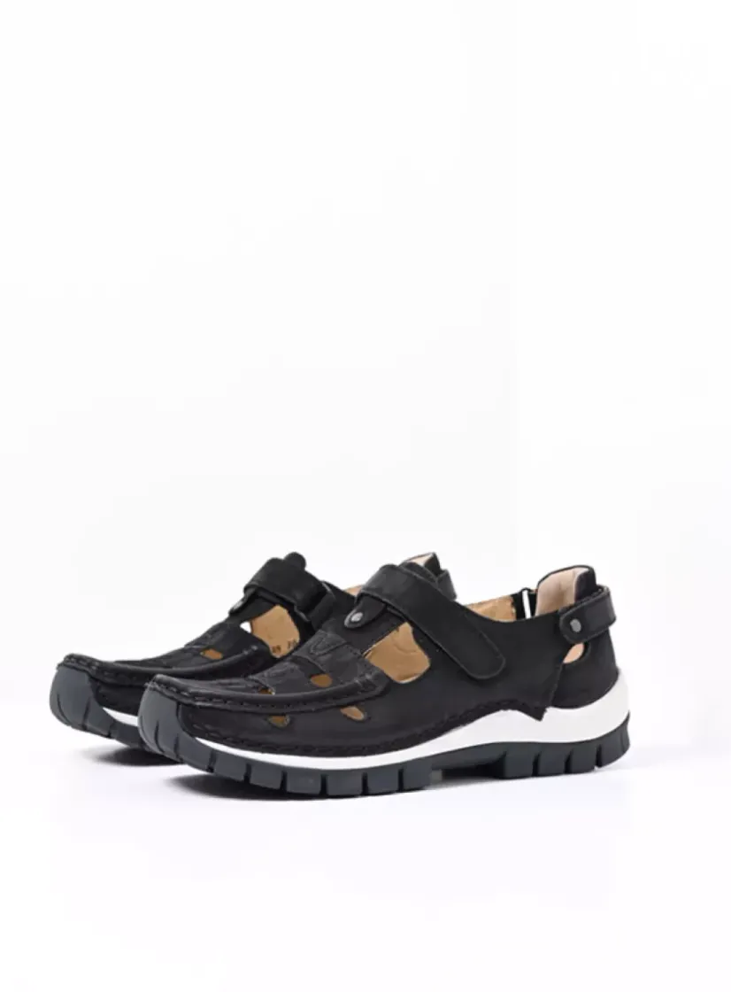 Wolky Move - zwart nubuck<DAMES Bandschoenen