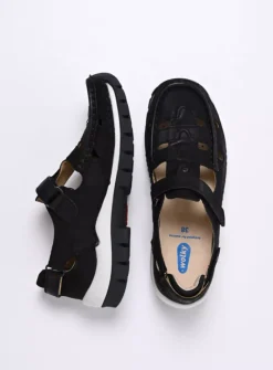 Wolky Move - zwart nubuck<DAMES Bandschoenen