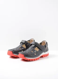 Wolky Move - zwart zomer leer<DAMES Bandschoenen