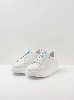 Wolky Move it - wit leer<DAMES Lage Veterschoenen|Sneakers