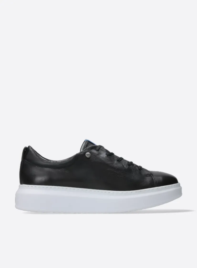 Wolky Move it - zwart leer<DAMES Lage Veterschoenen|Sneakers