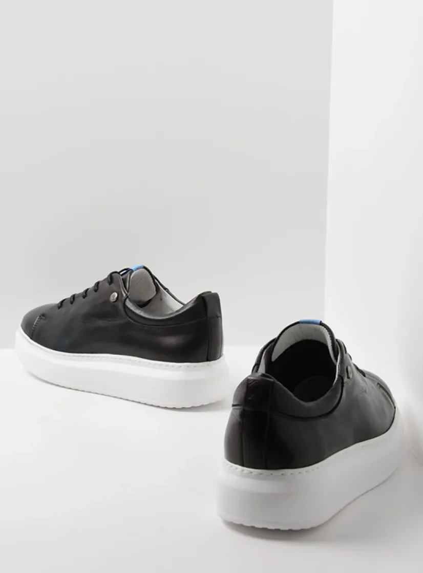 Wolky Move it - zwart leer<DAMES Lage Veterschoenen|Sneakers