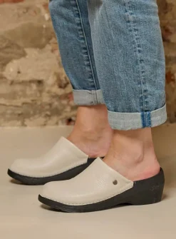 Wolky Multi Clog - creme wit leer<DAMES Klompen|Herfst/Winter