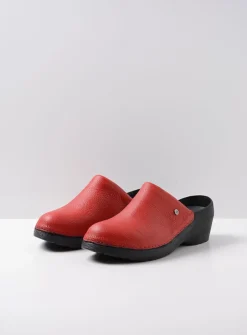 Wolky Multi Clog - rood leer<DAMES Klompen|Herfst/Winter