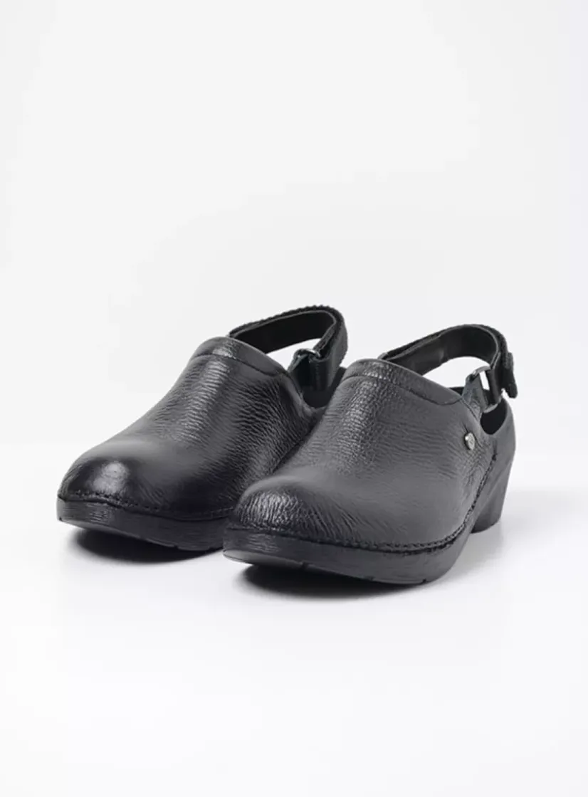 Wolky Multi Strap Clog - zwart leer<DAMES Klompen