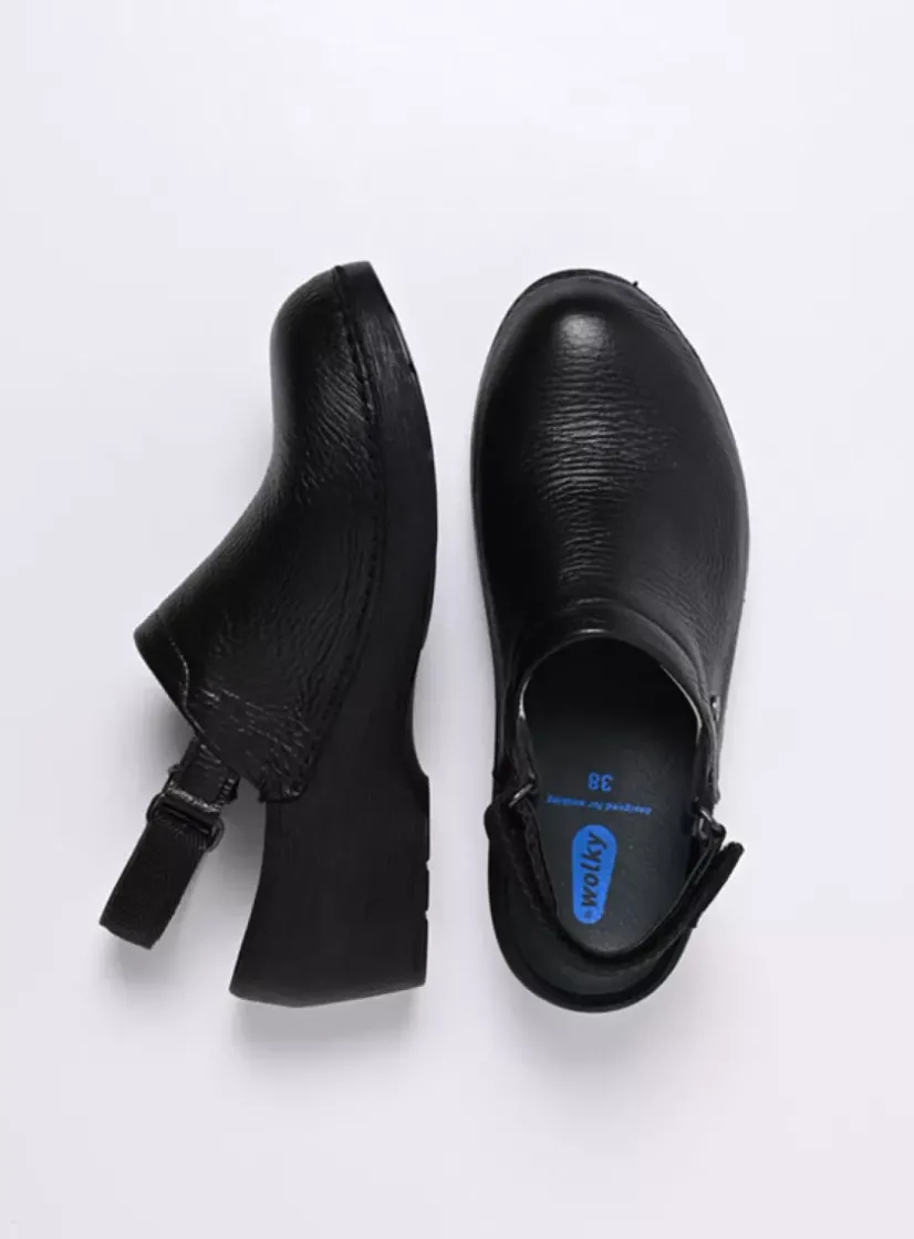 Wolky Multi Strap Clog - zwart leer<DAMES Klompen