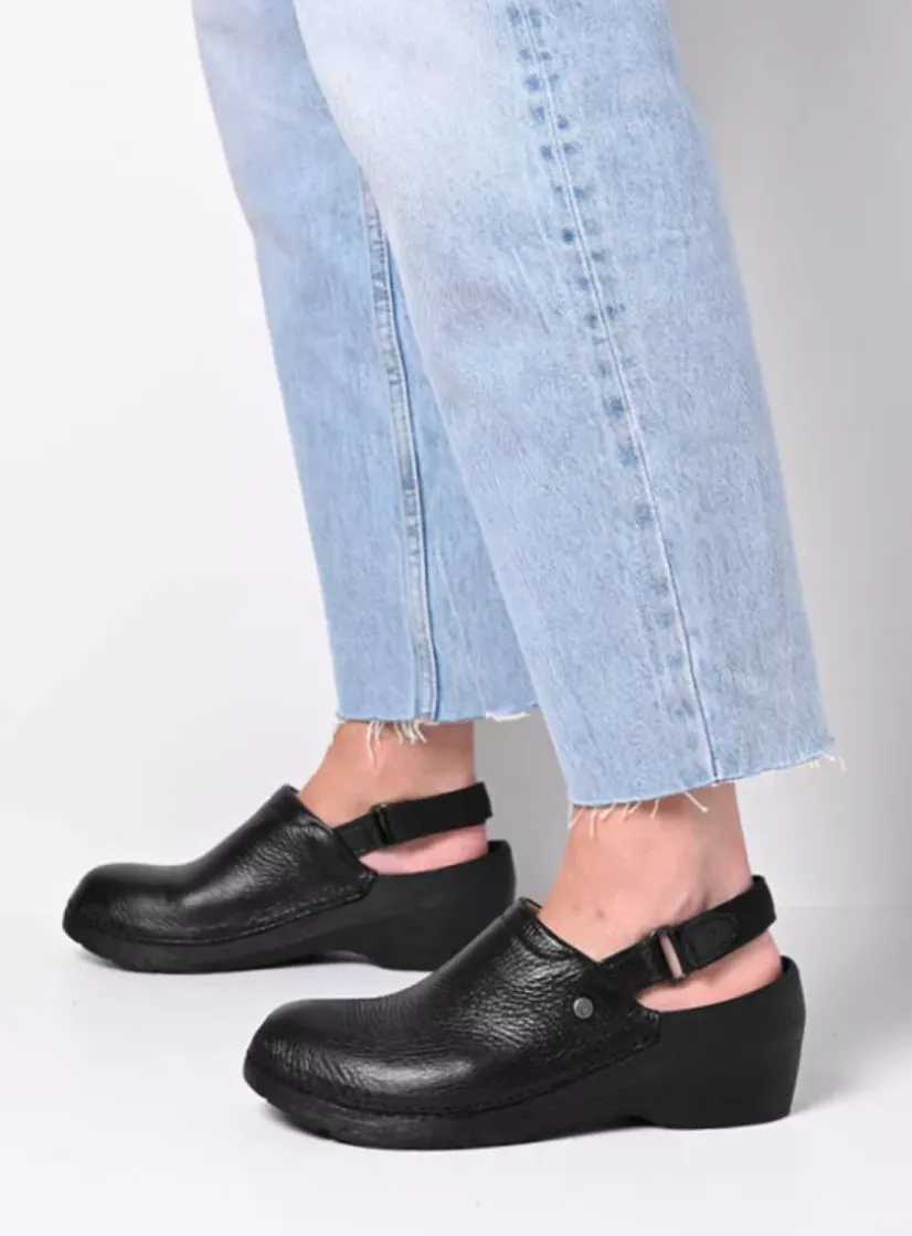 Wolky Multi Strap Clog - zwart leer<DAMES Klompen