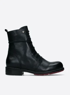 Wolky Murray XW - zwart leer<DAMES Veterlaarzen|Herfst/Winter