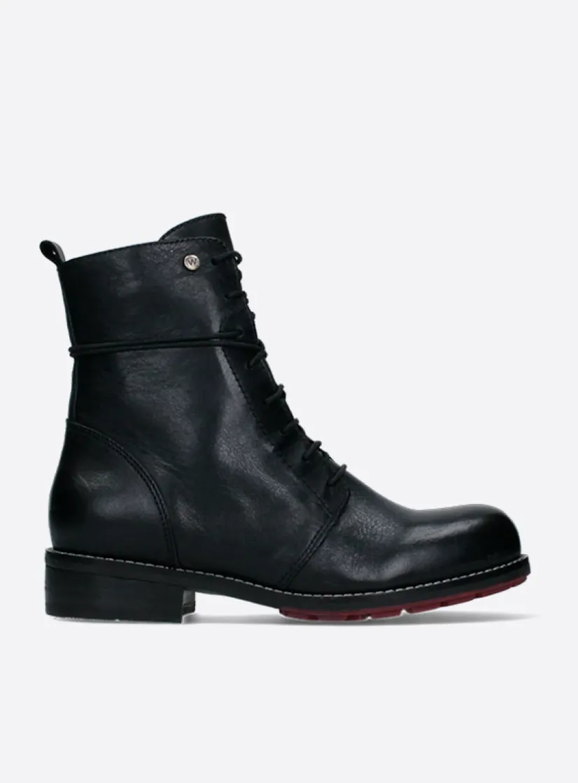 Wolky Murray XW - zwart leer<DAMES Veterlaarzen|Herfst/Winter