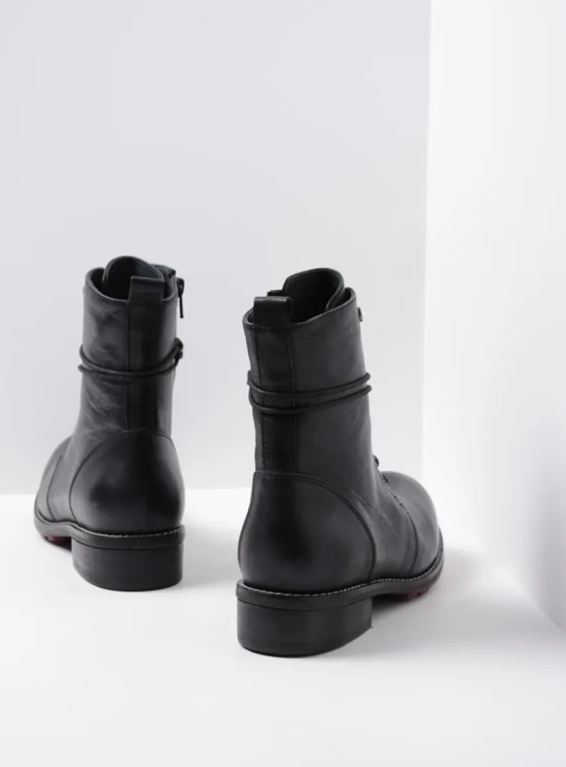 Wolky Murray XW - zwart leer<DAMES Veterlaarzen|Herfst/Winter