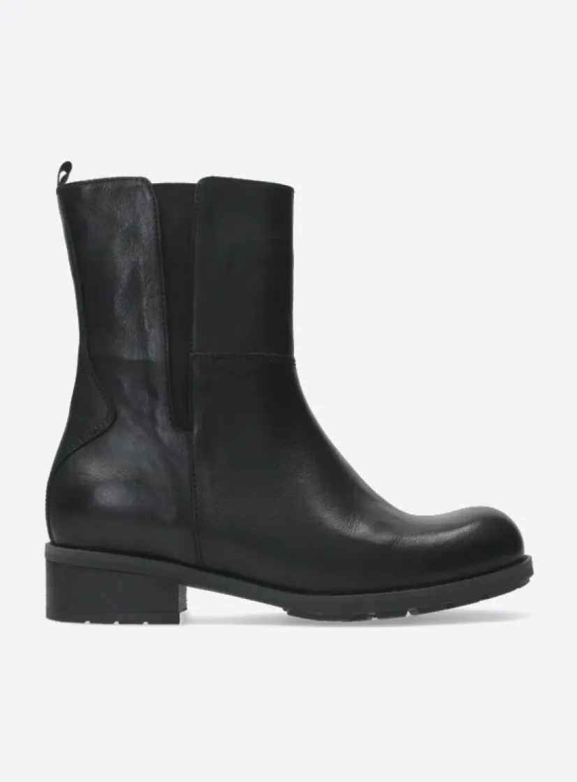 Wolky Neola HV - zwart leer<DAMES Halfhoge Laarzen|Herfst/Winter