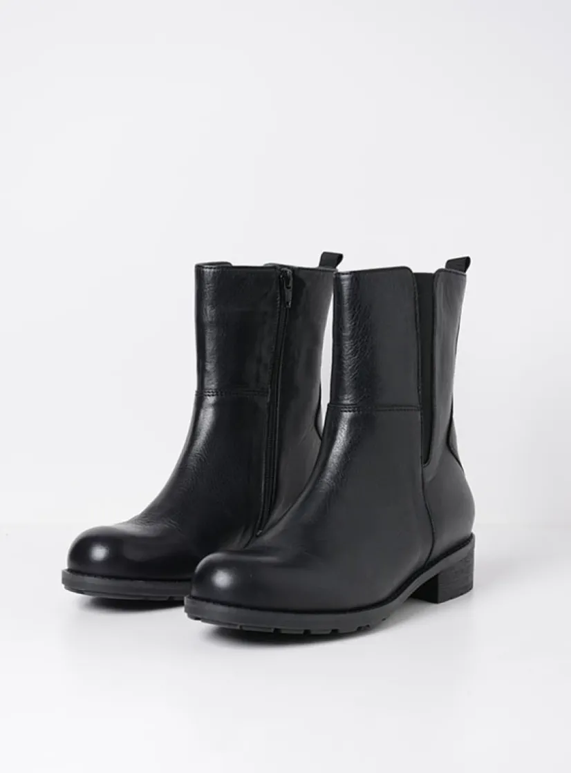Wolky Neola HV - zwart leer<DAMES Halfhoge Laarzen|Herfst/Winter