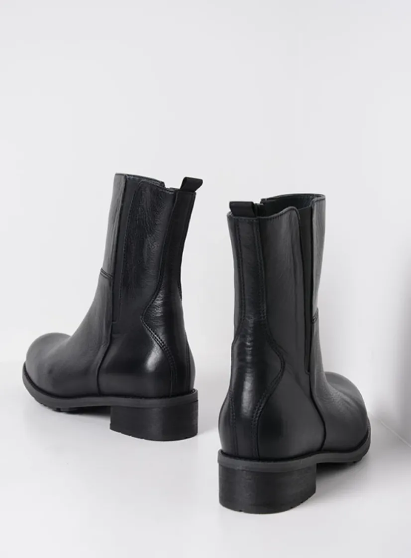 Wolky Neola HV - zwart leer<DAMES Halfhoge Laarzen|Herfst/Winter