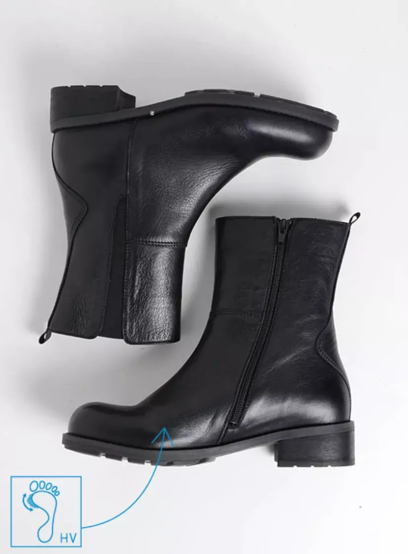 Wolky Neola HV - zwart leer<DAMES Halfhoge Laarzen|Herfst/Winter