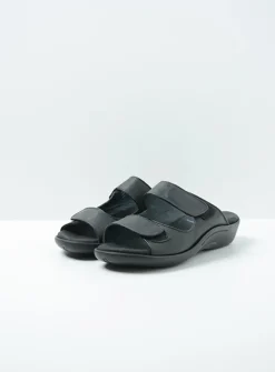 Wolky Nepeta - zwart leer<DAMES Slippers