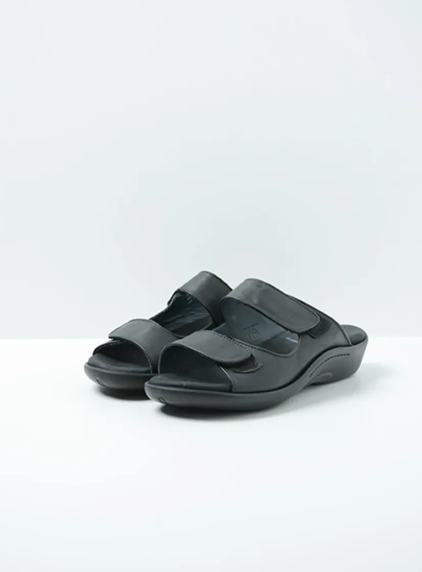 Wolky Nepeta - zwart leer<DAMES Slippers
