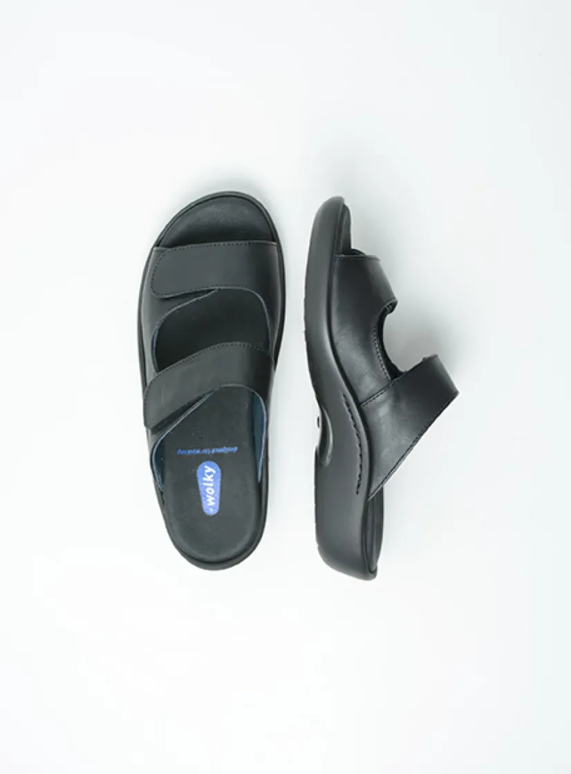 Wolky Nepeta - zwart leer<DAMES Slippers