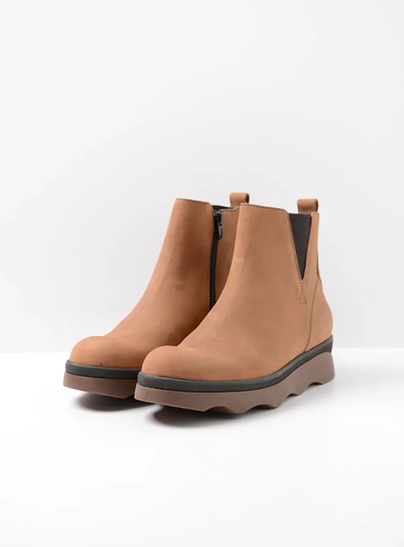 Wolky Nigata - cognac nubuck<DAMES Herfst/Winter|Enkellaarsjes