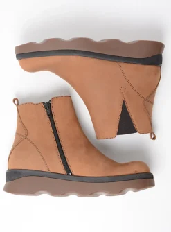Wolky Nigata - cognac nubuck<DAMES Herfst/Winter|Enkellaarsjes