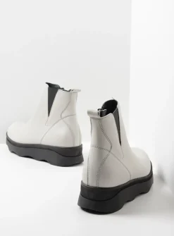 Wolky Nigata - winterwit leer<DAMES Herfst/Winter|Enkellaarsjes