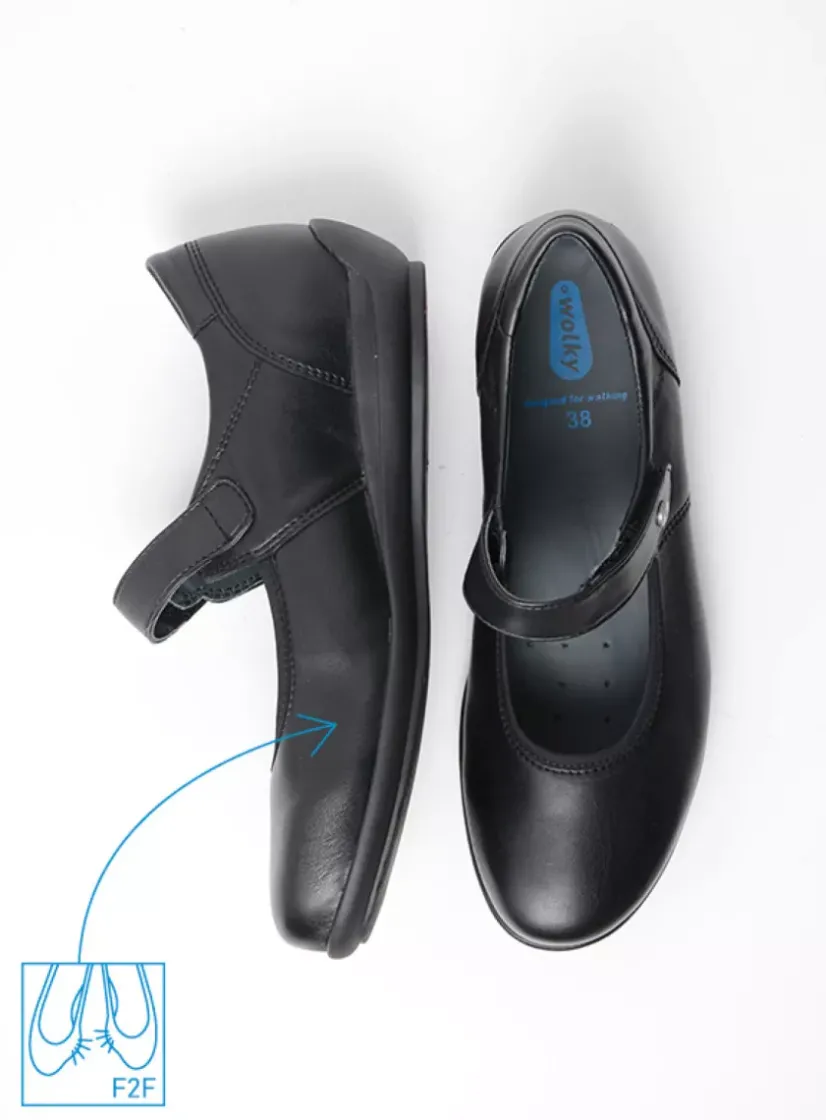 Wolky Noble F2F - zwart biocare<DAMES Herfst/Winter|Bandschoenen