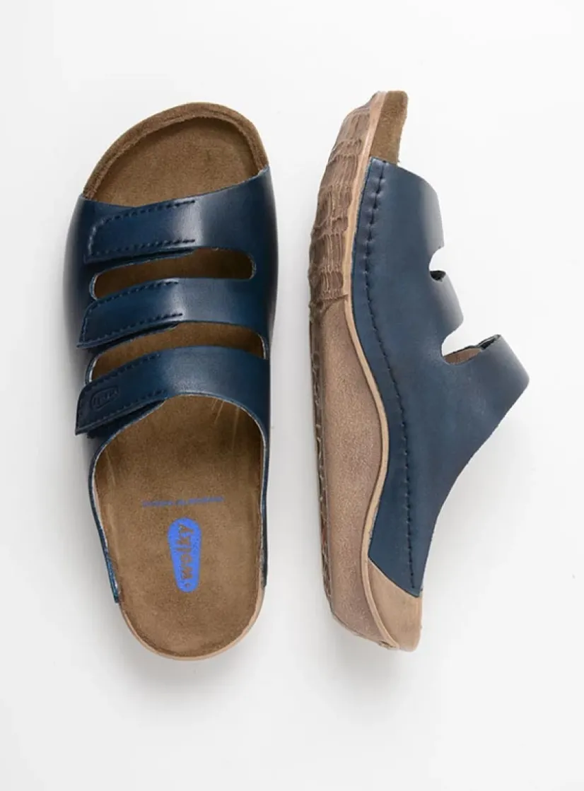 Wolky Nomad - blauw leer<DAMES Slippers