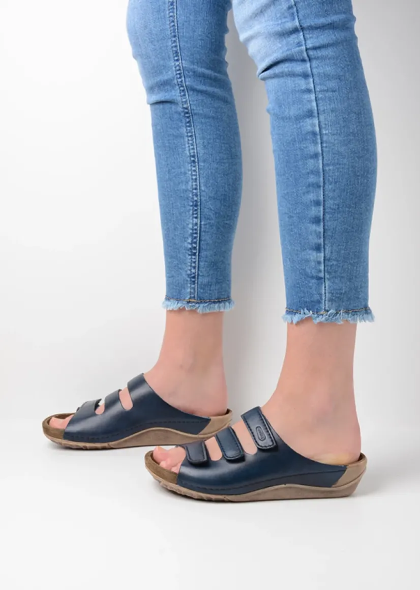 Wolky Nomad - blauw leer<DAMES Slippers