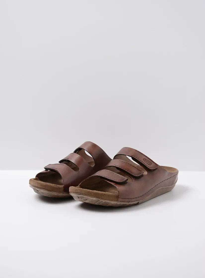 Wolky Nomad - cognac geolied leer<DAMES Slippers
