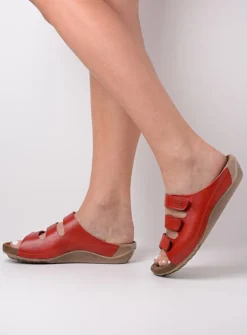 Wolky Nomad - rood geolied leer<DAMES Slippers