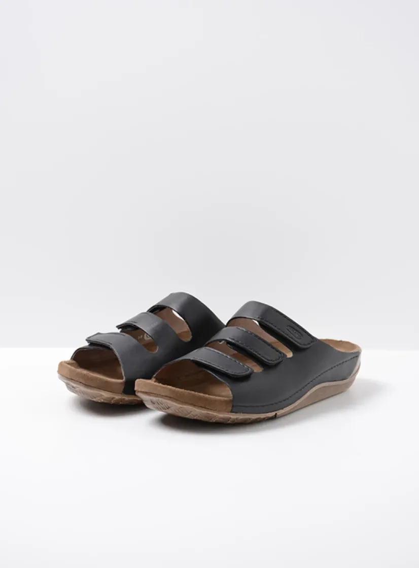 Wolky Nomad - zwart geolied leer<DAMES Slippers
