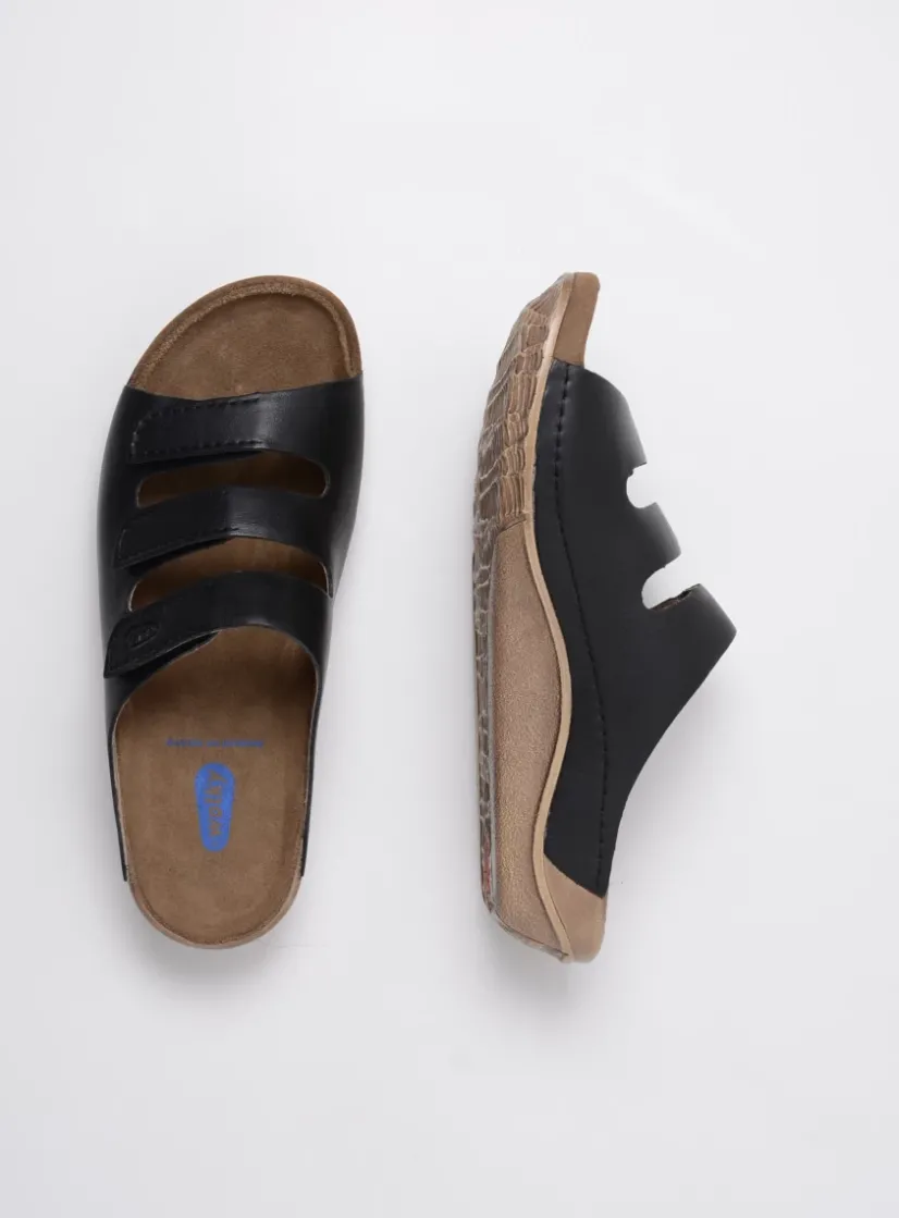 Wolky Nomad - zwart geolied leer<DAMES Slippers