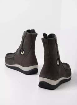 Wolky Ocean - asfalt nubuck<DAMES Hoge Veterschoenen|Veterlaarzen