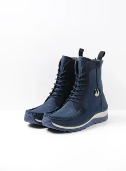 Wolky Ocean - denim nubuck<DAMES Hoge Veterschoenen|Veterlaarzen