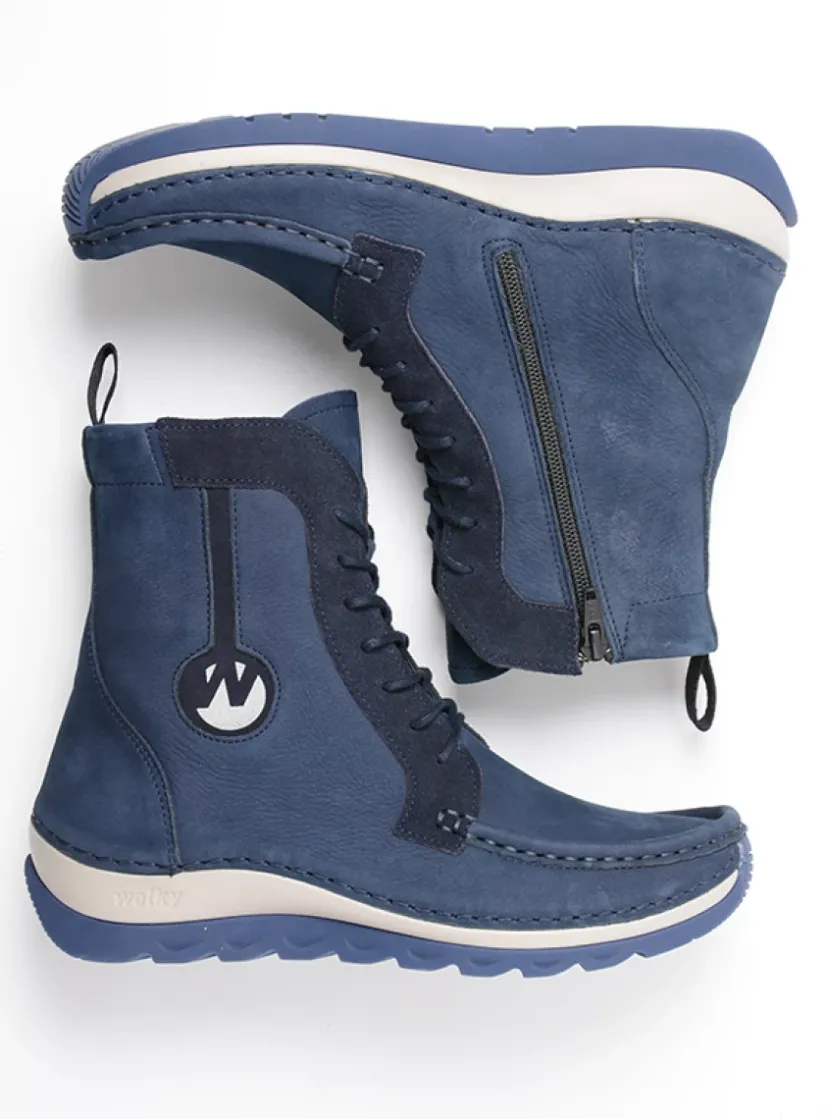 Wolky Ocean - denim nubuck<DAMES Hoge Veterschoenen|Veterlaarzen