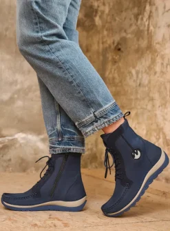Wolky Ocean - denim nubuck<DAMES Hoge Veterschoenen|Veterlaarzen