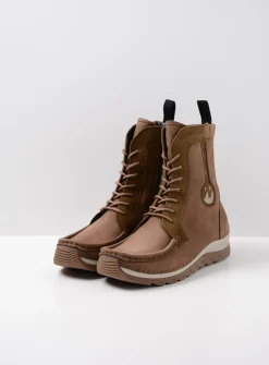 Wolky Ocean - donker taupe nubuck<DAMES Hoge Veterschoenen|Veterlaarzen