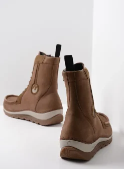 Wolky Ocean - donker taupe nubuck<DAMES Hoge Veterschoenen|Veterlaarzen