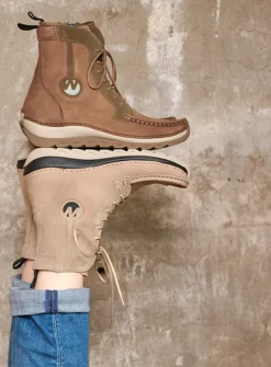 Wolky Ocean - donker taupe nubuck<DAMES Hoge Veterschoenen|Veterlaarzen
